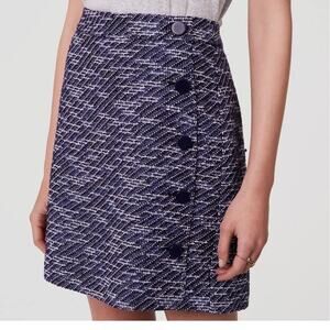LOFT woven purple blue side button short straight skirt, preppy dark academia